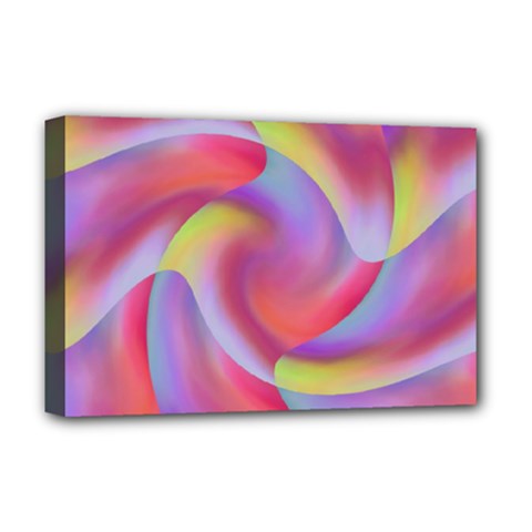 Colored Swirls Deluxe Canvas 18  X 12  (framed) by Colorfulart23