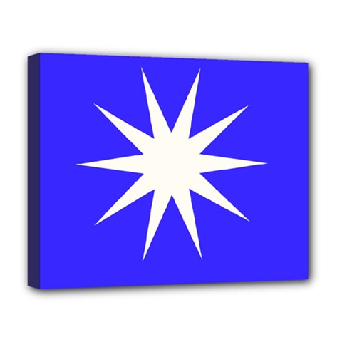 Deep Blue And White Star Deluxe Canvas 20  X 16  (framed) by Colorfulart23