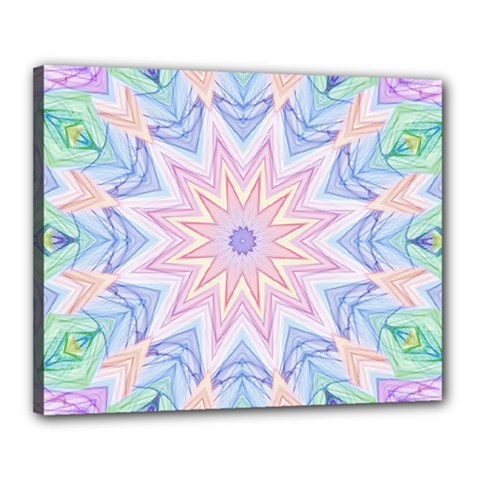 Soft Rainbow Star Mandala Canvas 20  X 16  (framed) by Zandiepants