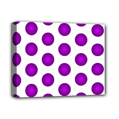 Purple And White Polka Dots Deluxe Canvas 14  X 11  (framed) by Colorfulart23