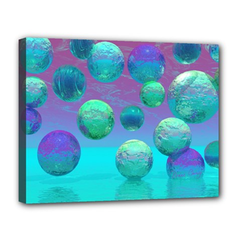 Ocean Dreams, Abstract Aqua Violet Ocean Fantasy Canvas 14  X 11  (framed) by DianeClancy