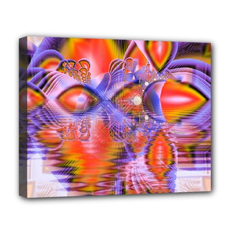 Crystal Star Dance, Abstract Purple Orange Deluxe Canvas 20  X 16  (framed) by DianeClancy