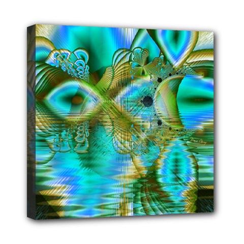 Crystal Gold Peacock, Abstract Mystical Lake Mini Canvas 8  X 8  (framed) by DianeClancy