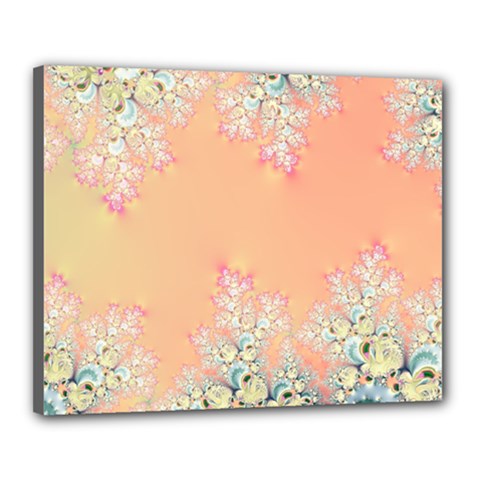 Peach Spring Frost On Flowers Fractal Canvas 20  X 16  (framed) by Artist4God