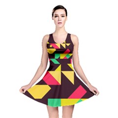 Shapes In Retro Colors 2 Reversible Skater Dress by LalyLauraFLM