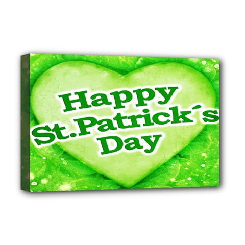 Unique Happy St  Patrick s Day Design Deluxe Canvas 18  X 12  (framed) by dflcprints