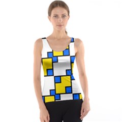 Yellow And Blue Squares Pattern  Tank Top by LalyLauraFLM