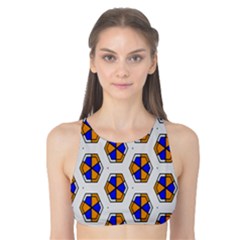 Orange Blue Honeycomb Pattern Tank Bikini Top by LalyLauraFLM