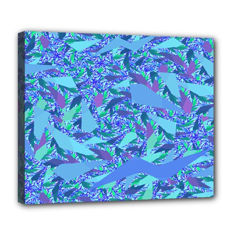 Blue Confetti Storm Deluxe Canvas 24  X 20  (framed) by KirstenStar