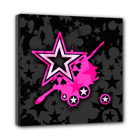 Pink Star Graphic Mini Canvas 8  X 8  (framed) by ArtistRoseanneJones