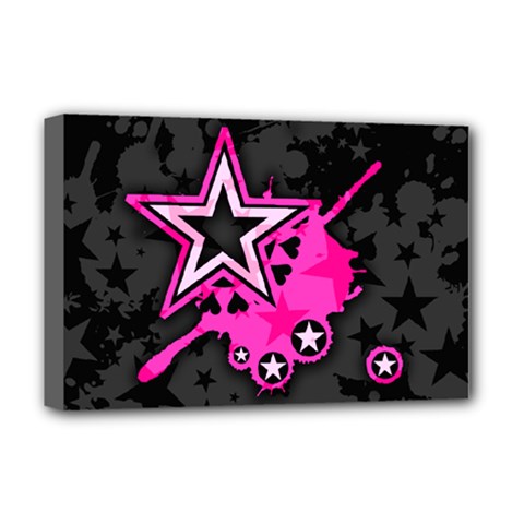 Pink Star Graphic Deluxe Canvas 18  X 12  (framed) by ArtistRoseanneJones