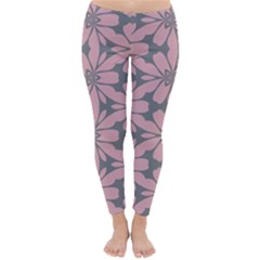 Pink Flowers Pattern Winter Leggings by LalyLauraFLM