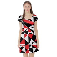 Shattered Life Tricolor Short Sleeve Skater Dress by StuffOrSomething