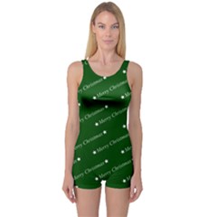 Merry Christmas,text,green Women s Boyleg One Piece Swimsuits by ImpressiveMoments