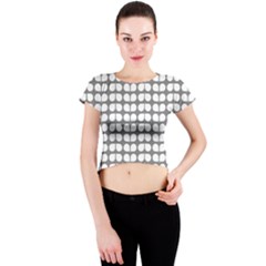 Gray And White Leaf Pattern Crew Neck Crop Top by GardenOfOphir