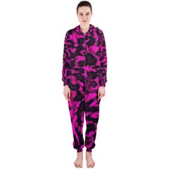 Extreme Pink Cheetah Abstract  Hooded Jumpsuit (ladies)  by OCDesignss