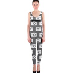 Modern Chic Vector Camera Illustration Pattern Onepiece Catsuits by GardenOfOphir