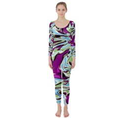 Purple, Green, And Blue Abstract Long Sleeve Catsuit