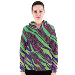 Florescent Zebra Print Pattern  Women s Zipper Hoodies by OCDesignss