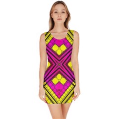 Florescent Pink Yellow Abstract  Bodycon Dresses by OCDesignss