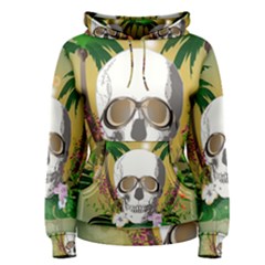 Funny Skull With Sunglasses And Palm Women s Pullover Hoodies by FantasyWorld7