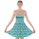 Teal And White Owl Pattern Strapless Bra Top Dress View1