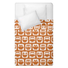 Orange And White Owl Pattern Duvet Cover (single Size) by GardenOfOphir