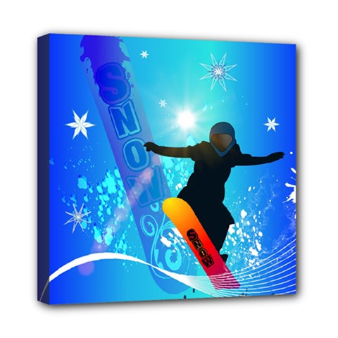 Snowboarding Mini Canvas 8  X 8  by FantasyWorld7