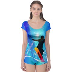 Snowboarding Short Sleeve Leotard by FantasyWorld7