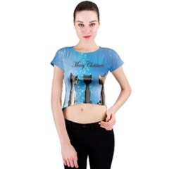 Merry Chrsitmas Crew Neck Crop Top by FantasyWorld7