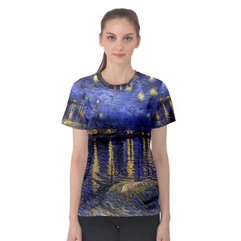 Vincent Van Gogh Starry Night Over The Rhone Women s Sport Mesh Tees by MasterpiecesOfArt