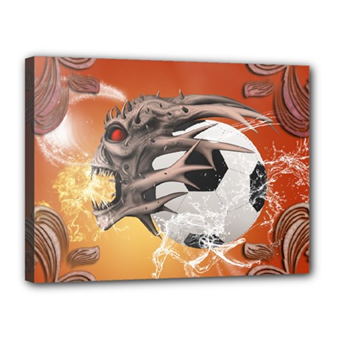 Soccer With Skull And Fire And Water Splash Canvas 16  X 12  by FantasyWorld7