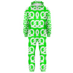 Neon Green Pretzel Illustrations Pattern Hooded Jumpsuit (men)  by GardenOfOphir