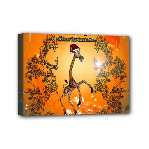 Funny, Cute Christmas Giraffe Mini Canvas 7  X 5  by FantasyWorld7