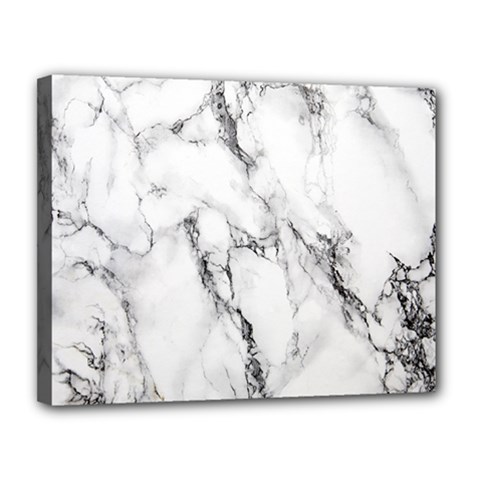 White Marble Stone Print Canvas 14  X 11  by Dushan