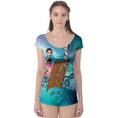 Music, Pan Flute With Fairy Short Sleeve Leotard by FantasyWorld7