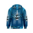 Surf, Surfboard With Water Drops On Blue Background Kids Zipper Hoodies View2