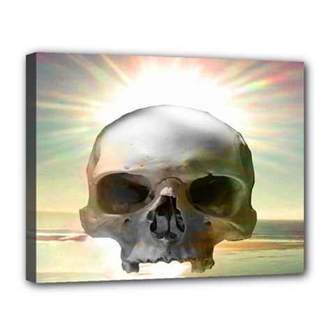 Skull Sunset Canvas 14  X 11  by icarusismartdesigns