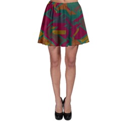 Geometric Shapes In Retro Colors Skater Skirt by LalyLauraFLM