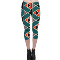 Triangles In Retro Colors Pattern Capri Leggings by LalyLauraFLM