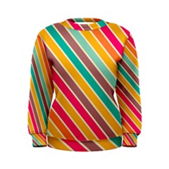 Colorful Diagonal Stripes  Women s Sweatshirt by LalyLauraFLM