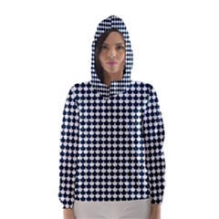 Navy And White Scallop Repeat Pattern Hooded Wind Breaker (women) by PaperandFrill