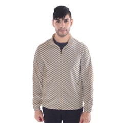 Gold And White Chevron Wavy Zigzag Stripes Wind Breaker (men) by PaperandFrill