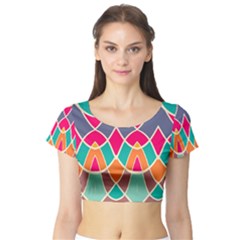 Wavy Design Short Sleeve Crop Top by LalyLauraFLM