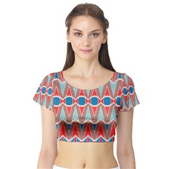 Rhombus And Ovals Chains Short Sleeve Crop Top by LalyLauraFLM