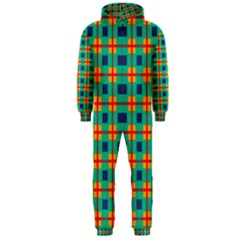 Squares In Retro Colors Pattern Hooded Jumpsuit (men) by LalyLauraFLM