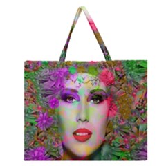 Flowers In Your Hair Zipper Large Tote Bag by icarusismartdesigns