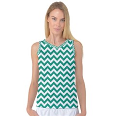 Emerald Green And White Zigzag Women s Basketball Tank Top by Zandiepants