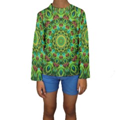 Peacock Feathers Mandala Kid s Long Sleeve Swimwear by Zandiepants