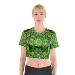 Peacock Feathers Mandala Cotton Crop Top by Zandiepants